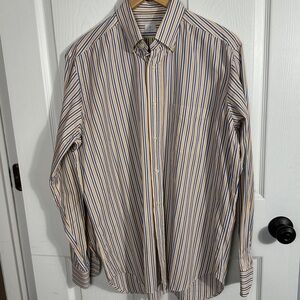 Rodrigo striped men's dress shirt, size 17, 100% cotton, spring, office, date